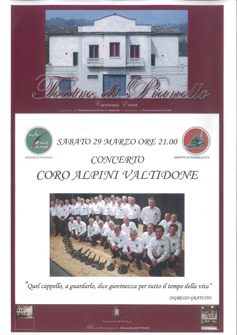 Pianello: concerto del coro Alpino Val Tidone