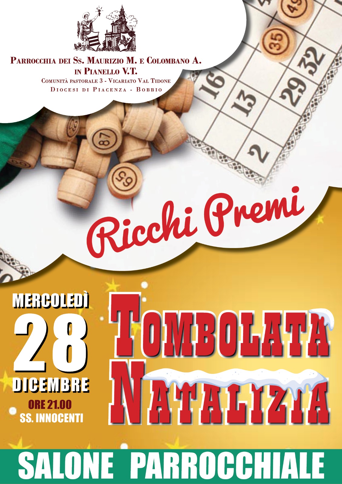 Tombolata di Natale a Pianello Val Tidone 28 Dicembre 2022