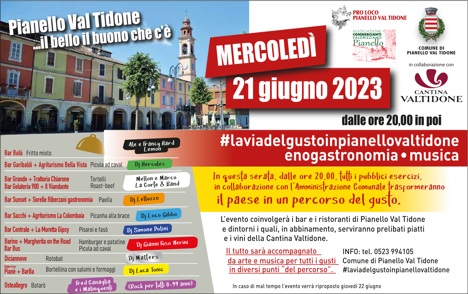 Le Vie del Gusto in Pianello Val Tidone 21 giugno 2023