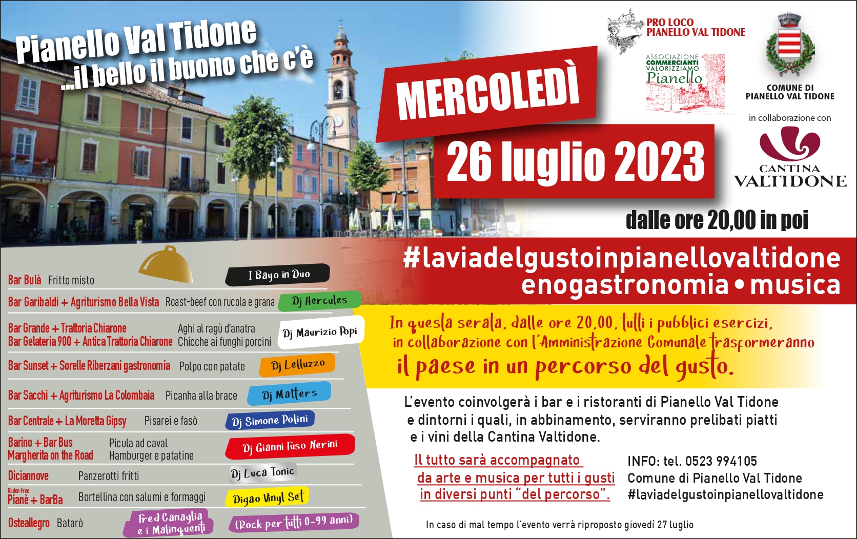 La Via del Gusto, musica ed enogastronomia a Pianello Val Tidone